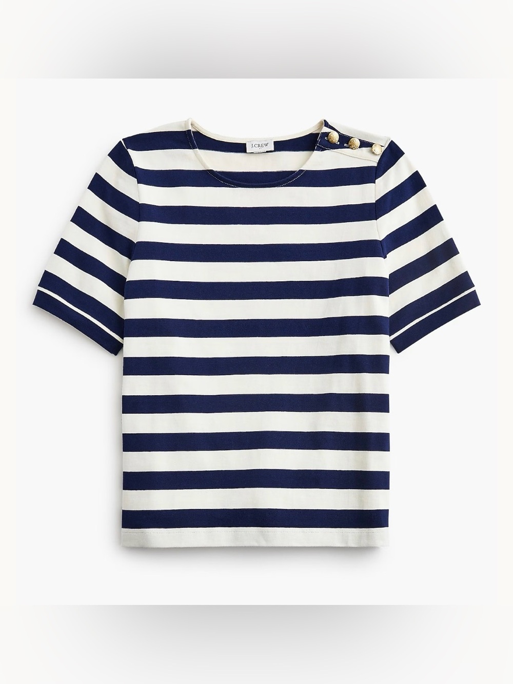 J. Crew Factory Short-sleeve striped button-shoulder tee